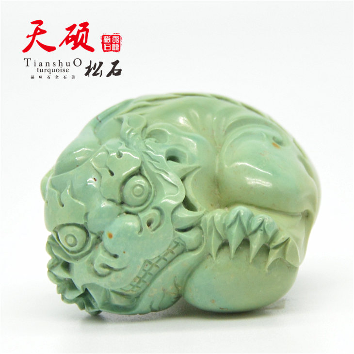 Tianshu Hubei Original Mine Naturally Optimized High Ceramic Blue Turquoine Sculpture Hand Handpin Pending Original 33 81 g