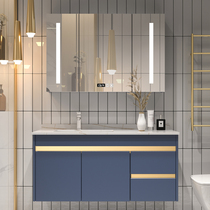Rock board custom solid wood washbasin cabinet combination bathroom cabinet washbasin modern simple washbasin light luxury smart mirror