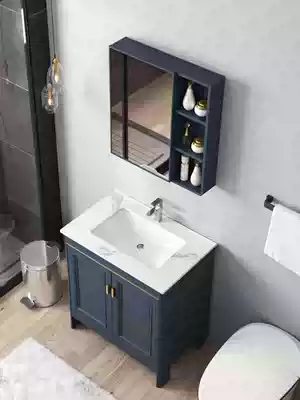 Rock plate space aluminum floor-to-ceiling bathroom cabinet combination balcony Ceramic washbasin powder room washbasin washstand cabinet