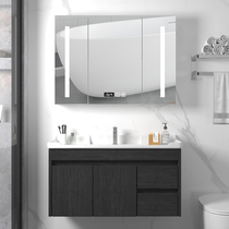 Custom solid wood smart mirror bathroom cabinet Modern minimalist bathroom cabinet Nordic washstand hand washbasin cabinet combination