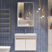 Solid wood light luxury wind washbasin cabinet combination wall-mounted washbasin balcony gargle pool plate small apartment ceramic mini bathroom