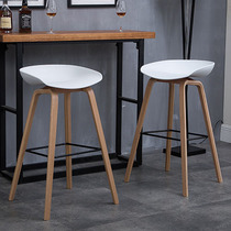 Nordic solid wood bar chair modern simple bar chair tall bar stool home bar stool creative lifting bar chair