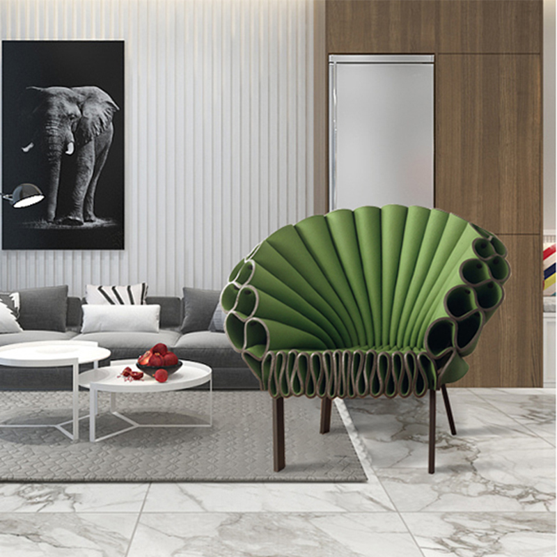 Nordic peacock open screen chair Petal Chair Hotel sample Room Shine Chair Creative Single Casual Chair Backrest Peacock Chair
