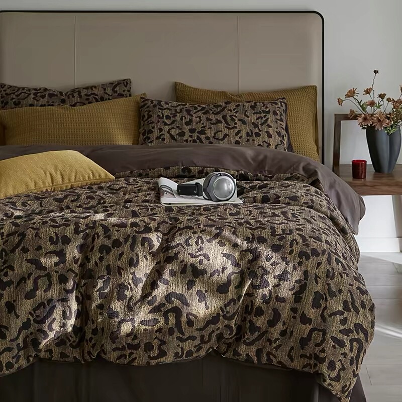Air Leopard Print | Four-Piece Set of Pure Cotton Washed Cotton Jacquard Duvet Cover, Bed Sheet, Vintage Four-Season Bedding Air Leopard Print | Four-Piece Set of Pure Cotton Washed Cotton Jacquard Duvet Cover, Bed Sheet, Vintage Four-Season Bedding