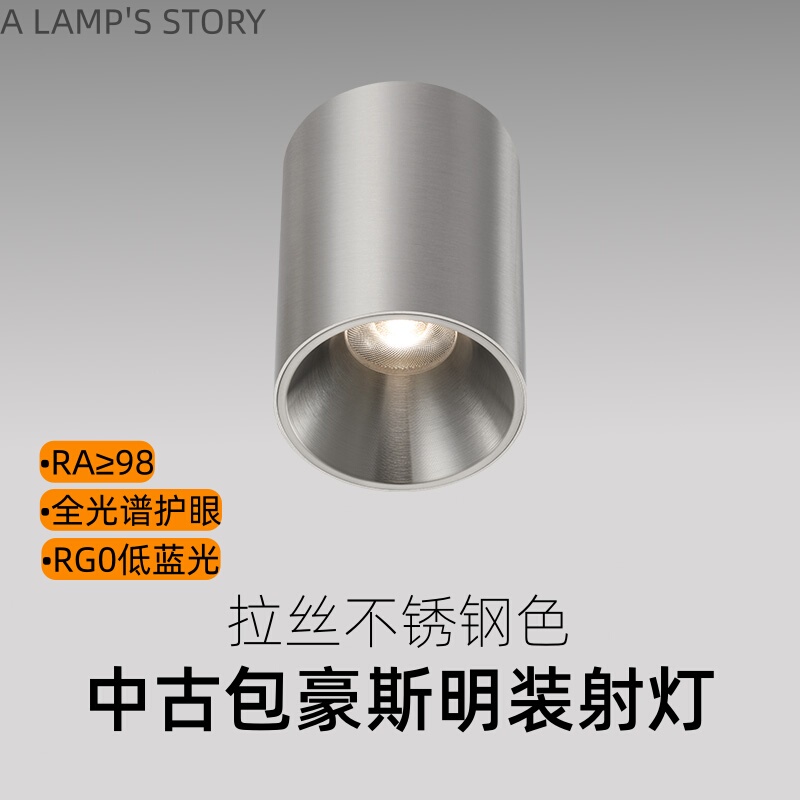 Medieval-Style Stainless Steel Surface-Mounted Silver Spotlight Led No-Drill Bauhaus Full-Spectrum Living Room Background Wall Downlight Medieval-Style Stainless Steel Surface-Mounted Silver Spotlight Led No-Drill Bauhaus Full-Spectrum Living Room Background Wall Downlight