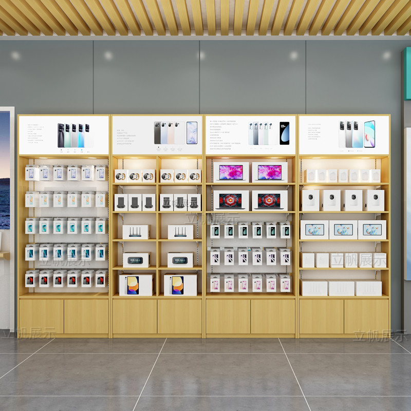 手机配件展示柜台数码展柜潮品店展架软膜发光灯箱款手机展柜-阿里巴巴