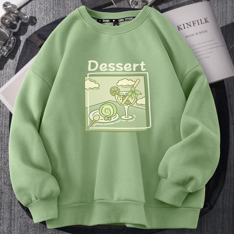 Round Neck Hoodless Sweatshirt for Women, Spring and Autumn Thin Style, 2024 New Autumn Mint Green Top for Junior High School Girls, Early Autumn