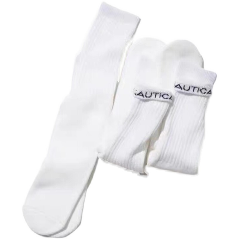 Spot Japanese Trend Nautica*Jp Hasegawa Supervised Cotton Socks Rolled Edge Embroider Cityboy Street High Socks