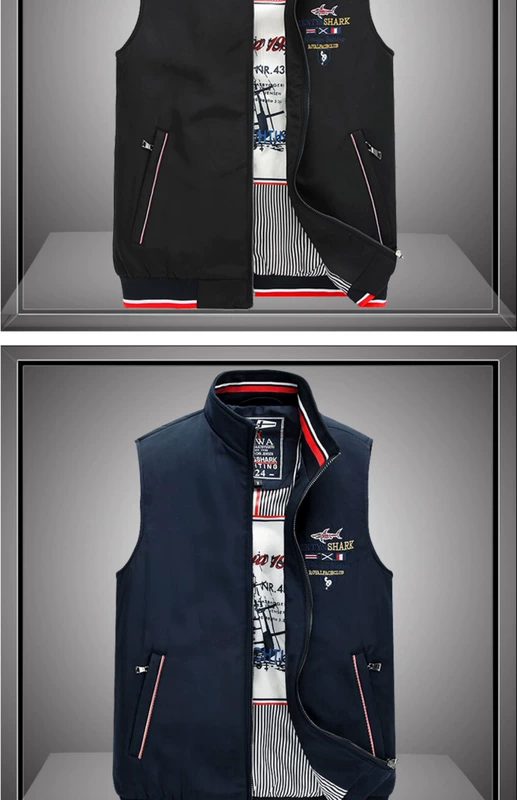 Mùa xuân và mùa thu vest cá mập cộng với cotton kinh doanh vest nam đứng cổ áo dày vest rộng tay áo rộng tay ao ba lo nam