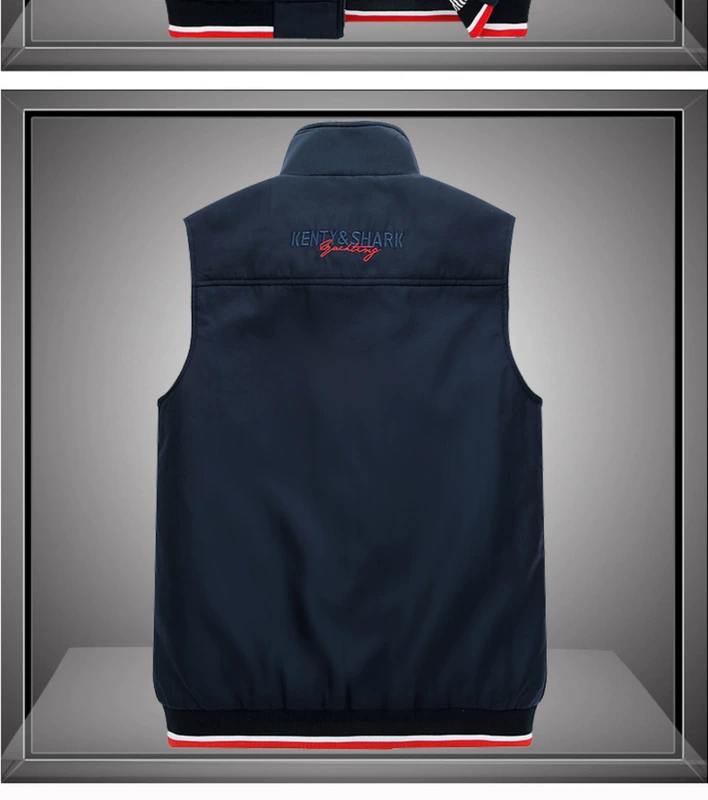 Mùa xuân và mùa thu vest cá mập cộng với cotton kinh doanh vest nam đứng cổ áo dày vest rộng tay áo rộng tay ao ba lo nam