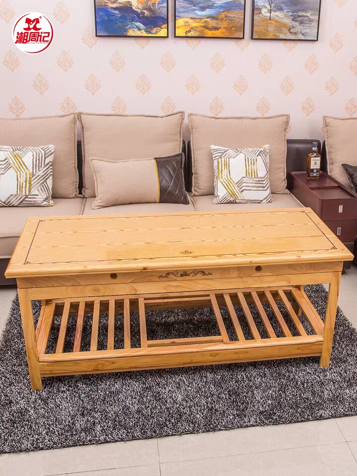 Xiang Zhouji fire table household rectangular solid wood fire rack multifunctional simple oak coffee table folding dining table