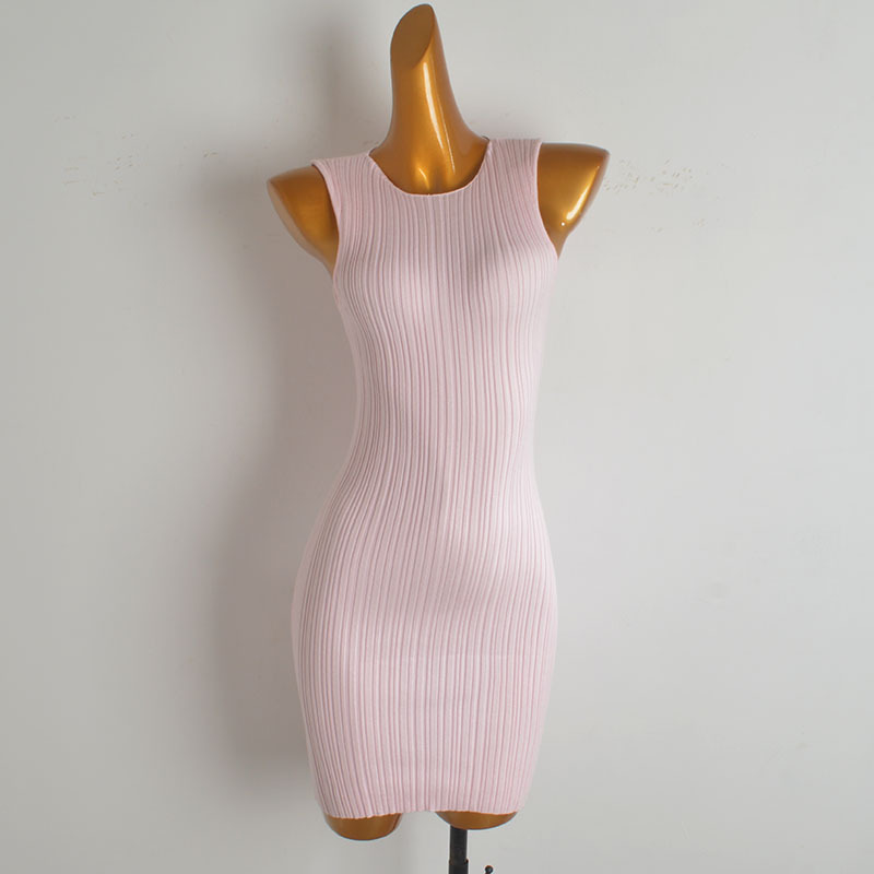 Foreign Trade Summer New Style Slim Fit Sexy Stretchy Mid-Length Bodycon Sleeveless Knit Dress Hot Girl Short Skirt Foreign Trade Summer New Style Slim Fit Sexy Stretchy Mid-Length Bodycon Sleeveless Knit Dress Hot Girl Short Skirt