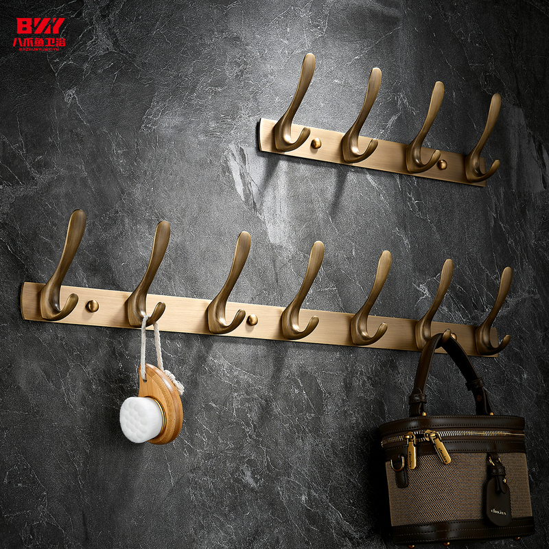 All-Copper High-End Solid Hook, European-Style Entryway Door, Back Porch, Bathroom, New Chinese-Style Retro Long Hook, Wall-Mounted Coat Hook