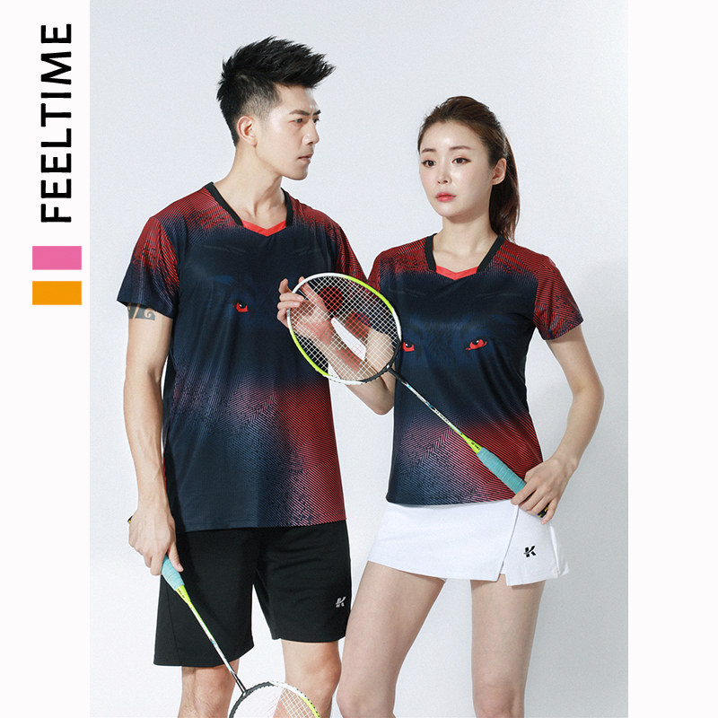 Badminton suit summer short-sleeve skirts mens skirts and lean tennis suit speed-dried couple table tennis sportswear