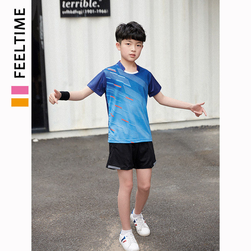 2021 new children badminton suit suit men's and women's short-sleeved quick-drying table tennis suit training game suit customization
