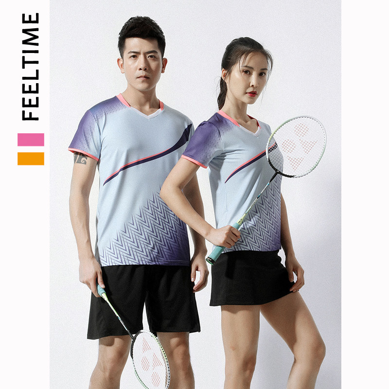 Custom badminton suit Men's and women's suits Quick-drying air-absorbing sweat-absorbing short-sleeved T-shirt table tennis tennis volleyball game suit