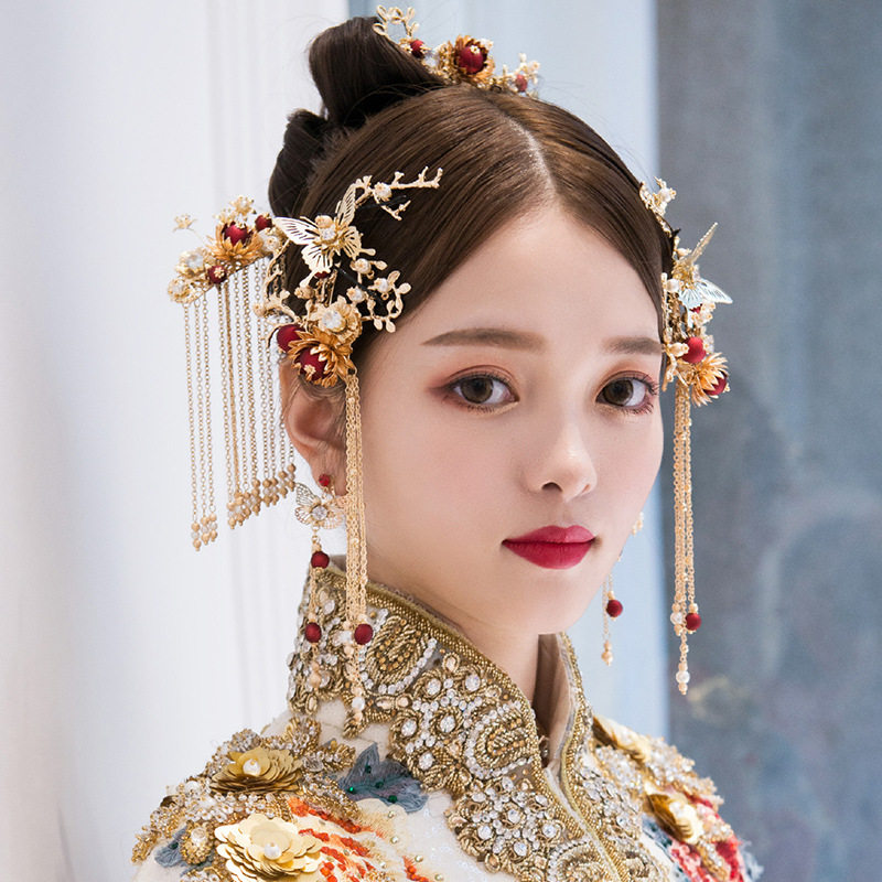 Ancient Clothing Hanfu Headwear Kit Chinese Bridal Hair Accessories Flow Suinfantry Shake Hair and Hairdresser Ancient Wind Hair Dresser and Pineal Crown