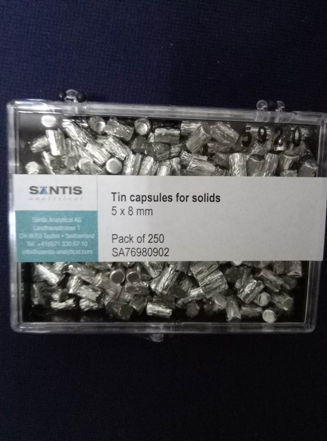 锡杯，锡囊，固体样品，5*8mm   250个/盒