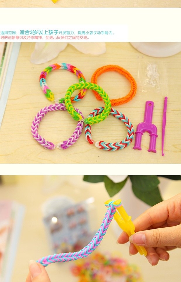 Xu hướng hỗn hợp dệt màu cao su Băng da bò bện tóc dây vòng vòng tay DIY máy dệt 5 gói - Vòng đeo tay Clasp gỗ huyết rồng