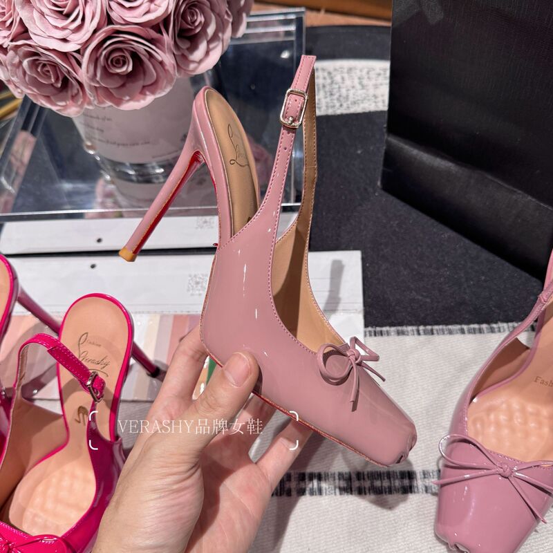 [Verashy] Bow-Tie High-Heeled Shoes for Women with Thin Heels, 2026 New Model! Strappy Ballet Red-Soled Square-Toe Single Shoes