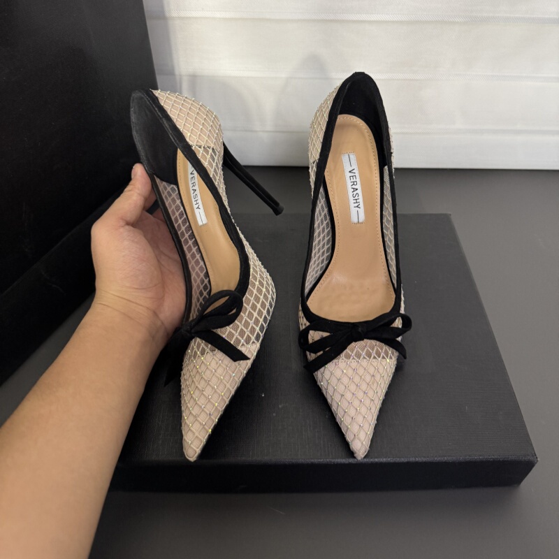 Lace High Heels for Women 2026 New Style Bowknot Rhinestone Sexy Elegant High-End Comfortable Stiletto Pointed Toe Shoes