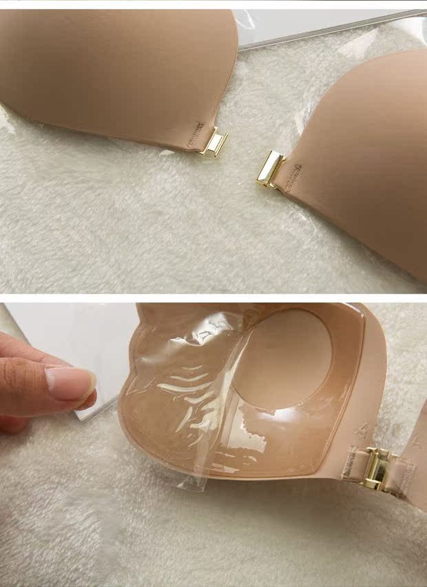 Silicone áo ngực vô hình dán váy cưới thu thập dày không trượt trên núm vú dán phía trước khóa quây liền mạch đồ lót ao lot