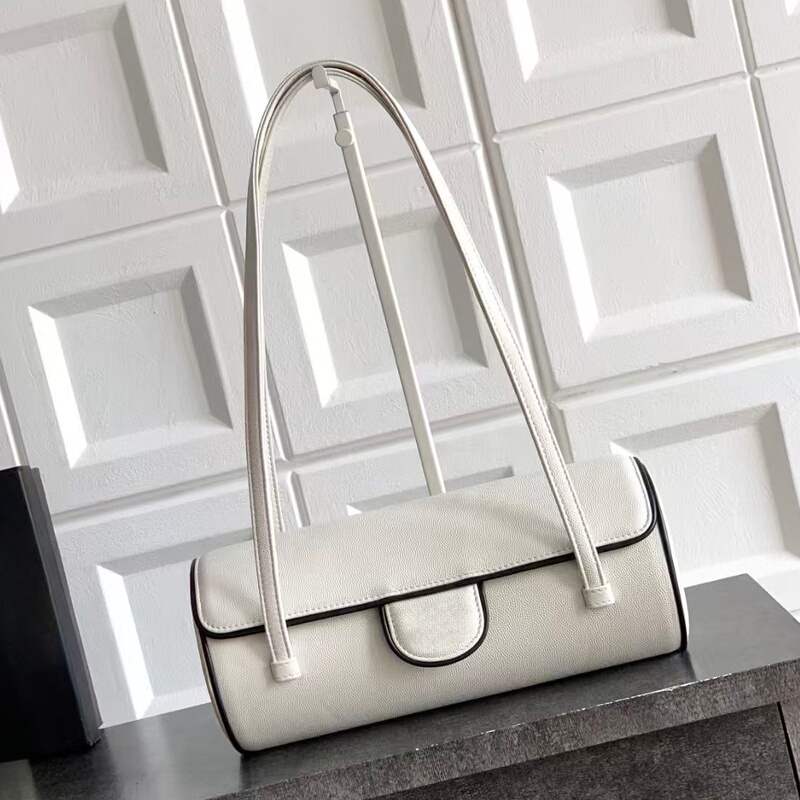 20/26S New Black and White Cylindrical Bag Jenny Retro Long Handle Shoulder Underarm Bag Fashionable Bowling Bag for Women