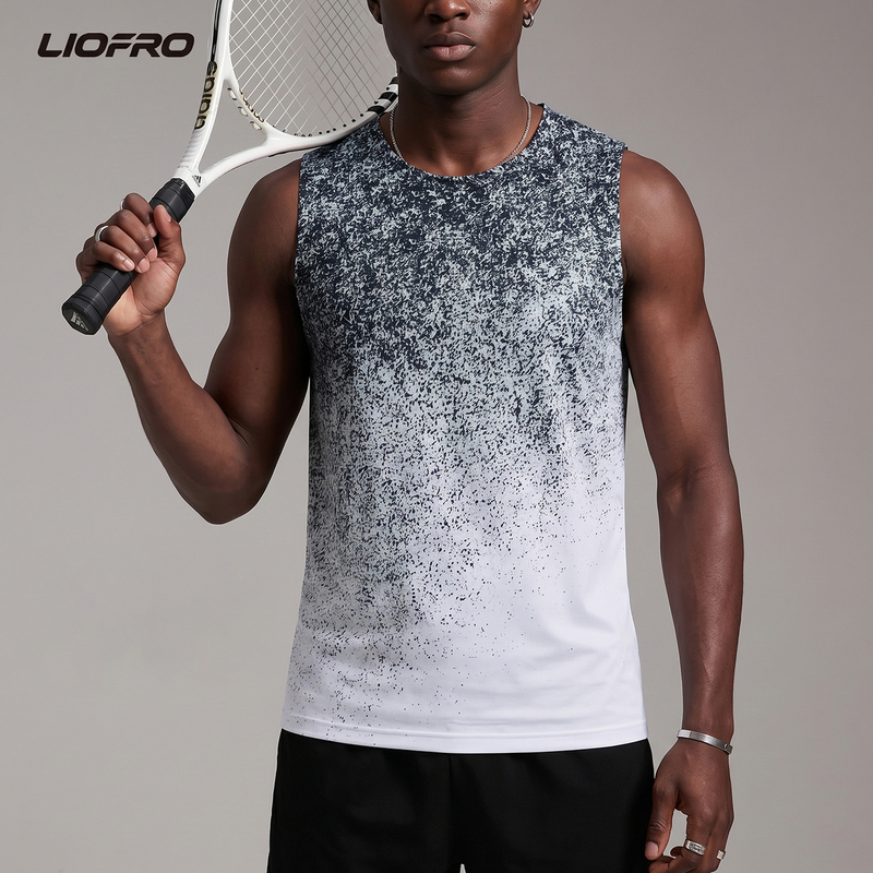 Liofro Colorful Gradient Lightweight Quick-Drying Tennis Vest Marathon Running Fitness Sports Sleeveless Vest T-Shirt Liofro Colorful Gradient Lightweight Quick-Drying Tennis Vest Marathon Running Fitness Sports Sleeveless Vest T-Shirt