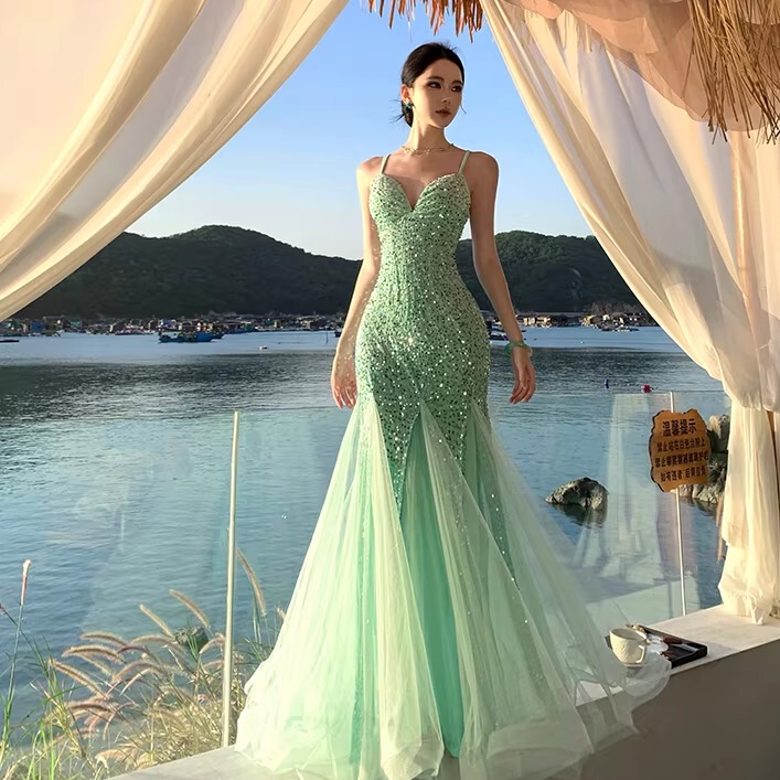 Broken Texture, Cool Feeling, Slimming Sequin Dress, Birthday Dress, Banquet, Christmas Long Dress, Spaghetti Strap Dress Broken Texture, Cool Feeling, Slimming Sequin Dress, Birthday Dress, Banquet, Christmas Long Dress, Spaghetti Strap Dress