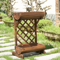  Outdoor balcony anti-corrosion wooden flower rack Wooden flower box partition flower trough Cafe restaurant grid wooden fence flower pot rack