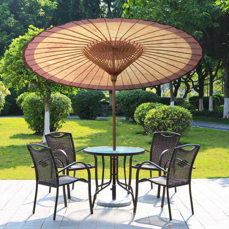 Intangible cultural heritage handmade outdoor large oil paper umbrella waterproof sunscreen full wear plus gauze half wear Chinese courtyard umbrella sunshade props