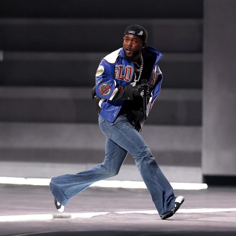 (in Stock) Ss24 Kendrick Lamar Super Bowl Edition Washed and Distressed Flared Jeans