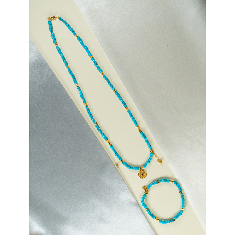 【Imperial Pine Lotus Heart】"Golden Jade Abundant" Hubei Natural Turquoise Free-Form Bracelet and Necklace, Shipped in Various Styles 【Imperial Pine Lotus Heart】"Golden Jade Abundant" Hubei Natural Turquoise Free-Form Bracelet and Necklace, Shipped in Various Styles