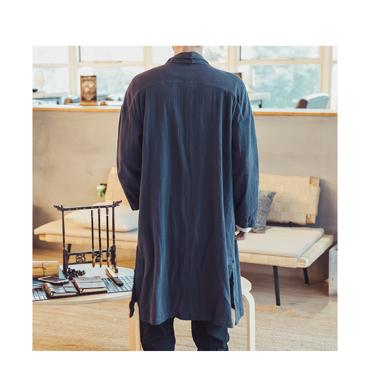 Trung quốc phong cách dài thiền của nam giới retro áo bông cardigan coat kích thước lớn áo choàng người đàn ông lỏng lẻo của áo gió mùa thu