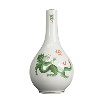 (Self-operated) German MEISSEN porcelain green dragon painted gold countertop vase ornaments