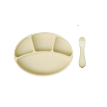 (Self-operated) MODUI baby bowl and spoon set 6 months and above baby food supplement plate baby eating silicone bowl and spoon