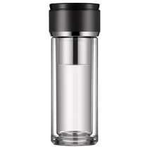 (Self-operated) Xiangpu high-end borosilicate glass cup high-end office mens tea and water separation tea cup double-layered anti-scalding