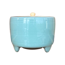 Japans imperial craftsman the second generation Suwa Suzan celadon three-legged incense burner incense burner ceramic car