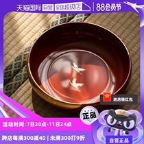 (Self-operated) hatsuichi Japan imported Yamanaka lacquer resin big bowl Japanese gold foil crane fruit plate