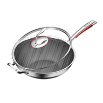 (Auto-fonctionné) wok domestique antiadhésif allemand 316 en acier inoxydable nid dabeille wok cuisinière à induction fond plat spécial
