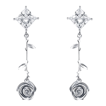 (Self-operated) Glam Ever rose long drop earrings give your girlfriend new niche design high-end earrings