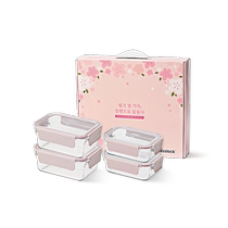 (Self-operated) Glasslock glass multi-specification crisper microwave heating lunch box sealable four-piece set with lid