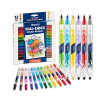 (Self-operated) Crayola 12-color double-ended marker pens childrens non-toxic student notebook painting pens