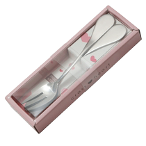 (Self-operated) (2-piece set) Gaosang Metal Japan imported stainless steel cross heart-shaped dessert spoon and fork for lovers