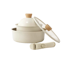 (Self-operated) Kims cook small white pot milk pot removable baby antibacterial food supplement pot instant noodle pot non-stick pot