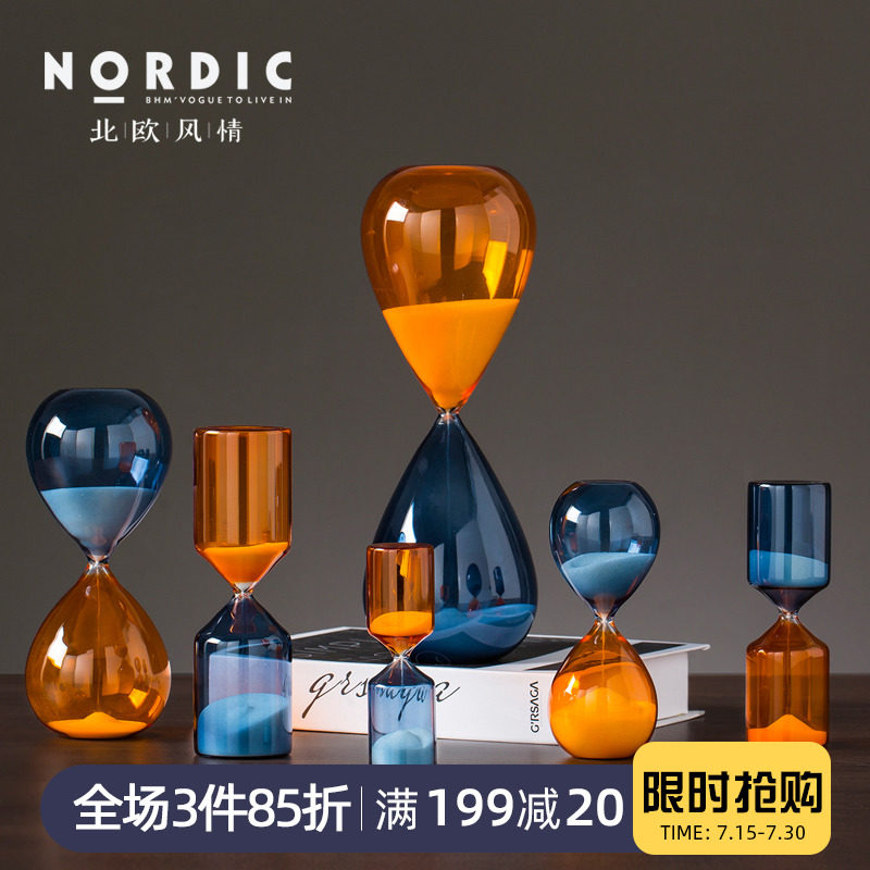 Nordic Creative Glass Hourglass Chronograph Book Room Living Room Home Accessories Desk Craft Gift Pendulum Decoration Brief Pendulum