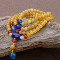 Yunnan Huanglong Jade multi-circle pendant ice pendant womens sweater chain natural jade necklace Huanglong Jade bracelet