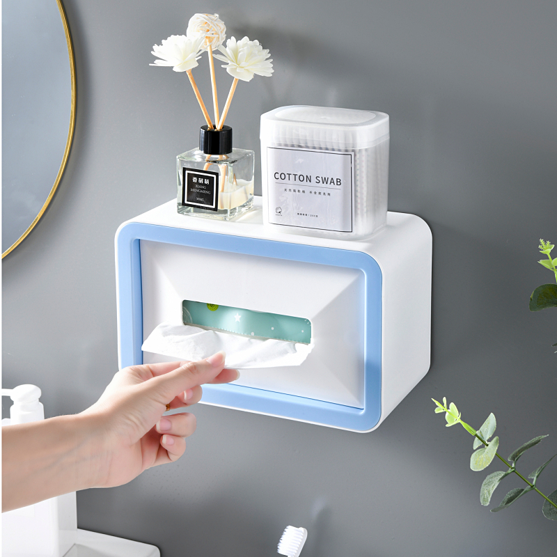 Removable tissue paper box roll toilet paper kitchen living room plastic creative simple dressing room traceless wall-mounted light luxury punch-free