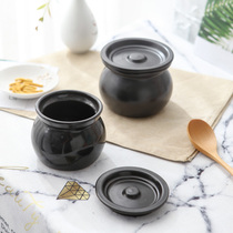 Ceramic birds nest stew pot 1-2 people mini household small soup cup with lid tile pot simmer soup pot stewed tile pot Steamed egg bowl
