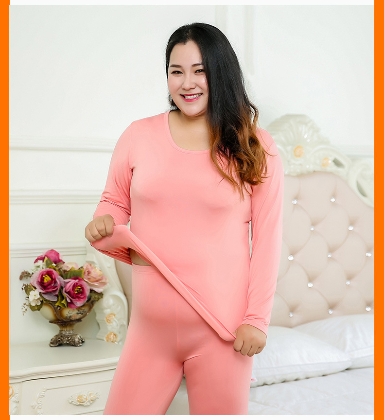 Qiuyi Qiuku sữa lụa chà nhám 200 kg bộ đồ lót nữ nhiệt cộng với phần nhung mỏng 260 kg ngực 140 bộ cotton nữ học sinh